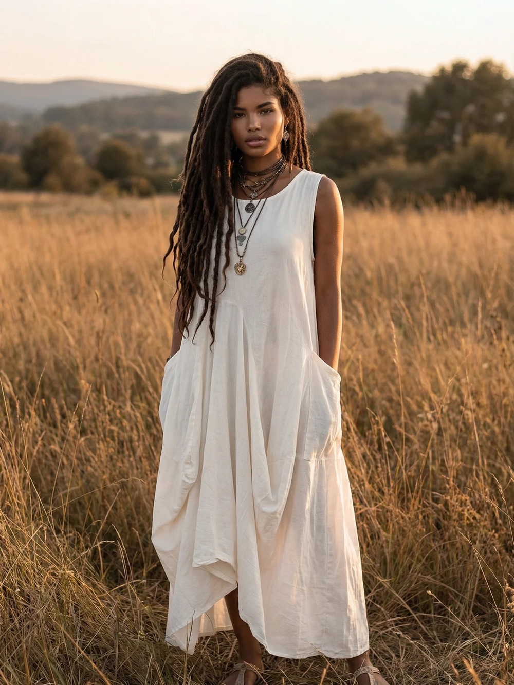Thaluta Midaxi Wayan Lagenlook ivory beachy boho Artsy one size NWT